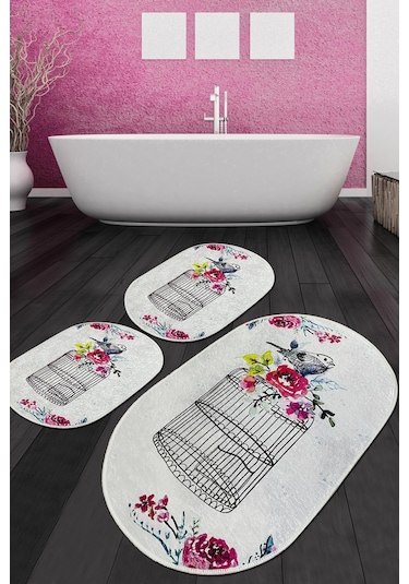 Cage Banyo Halısı Djt 3 Lü Set Çok Renkli