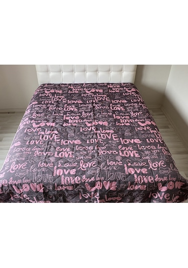 Kapitoneli Tek Kişilik Çok Amaçlı Örtü Love - 160x220 Cm