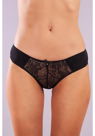 Golshan Gala Mini Slip, Kadın Dantelli Siyah Külot Çok Renkli