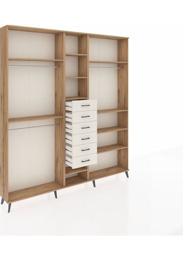 Arges Dolap 10 Raflı 6 Çekmeceli 3 Askılı 220x30x243 Çam-çam/aytaşı Atlas Çam/aytası