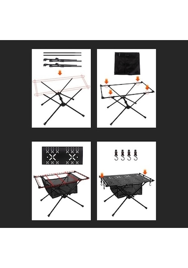 Bloomnest Ultra Taşınabilir Siyah Piknik Masası Küçük Boy Katlanır Kamp Hafif Barbekü Alüminyum & - Yq Siyah Siyah