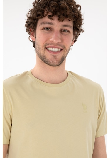 U.S. Polo Assn. Erkek Regular Fit Bisiklet Yaka Açık Haki Basic Tişört 50305924-VR183