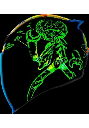 Icon Airflite Bugoid Blitz Kapalı Kask Mavi Yeşil Turuncu Mavi