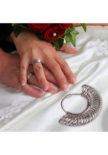 Mufunye Gümüş Yüzük Ölçer Ölçer Aleti Parmak Ölçme Çubuğu Metal Yüzük Mandrel Abd Beden Seti 1-13 27 Parça Daire Modelleri