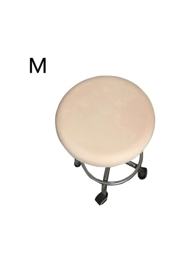 Bej 1pc Streç Spandex Elastik Yuvarlak Sandalye Kapak Slipcover Düz Renk Basit Yıkanabilir