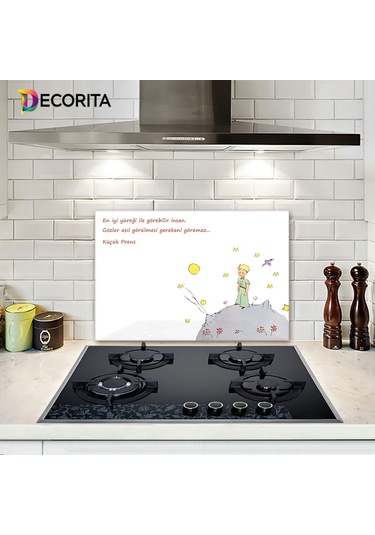 Decorita Cam Ocak Arkası Koruyucu|Küçük Prens Desenli|40cm x 60cm