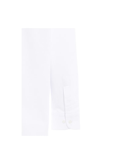 Beyaz Regular Armürlü Klasik Yaka Gömlek-33530 Beyaz