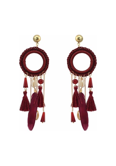 Çingene Etnik Boho Büyük Telafi Halat Uzun Tüy Damla Saçak Iplik Mavi Mavi