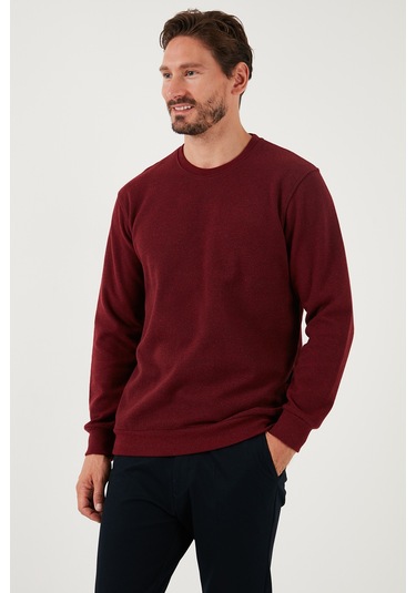 Buratti Slim Fit Bisiklet Yaka Pamuklu Erkek Kazak 456201 Mürdüm