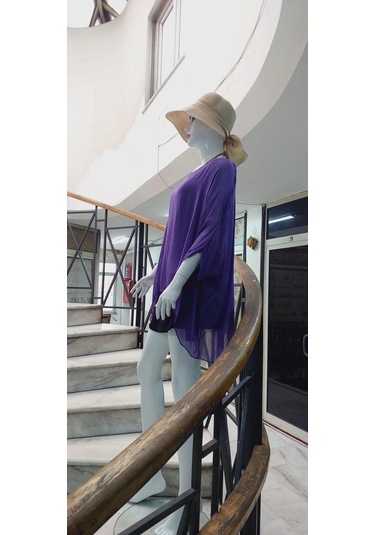 İtalyan Yarasa Kollu İpek Bluz Mor