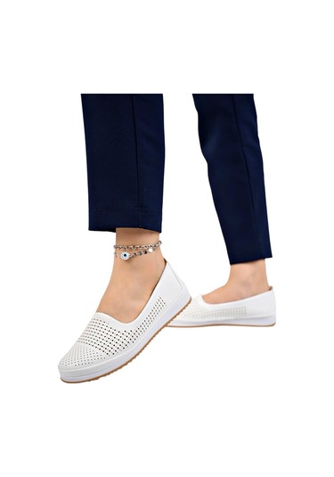 Tam Ortopedik Hava Alan Yumuşak Tabanlı Günlük Anne Babet Beyaz