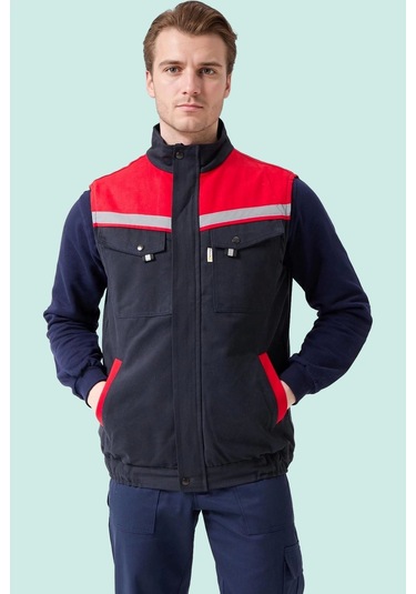 Kışlık İş Yeleği Grikırmızı Gabardin Çok Cepli Royal Sıcak Tutucu Rüzgar Geçirmez Reflektörlü Lacivert-kırmızı Kışlık İş Yeleği Grikırmızı Gabardin Çok Cepli Royal Sıcak Tutucu Rüzgar Geçirmez Reflektörlü Lacivert-kırmızı