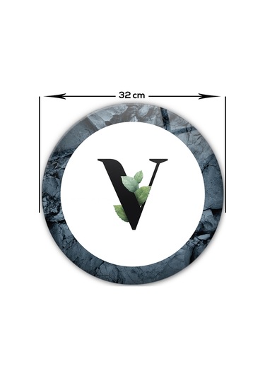 Decorita Cam Kesme Tahtası - Cam Kesme Tablası - Harfli Tasarım V Çap 32 CM