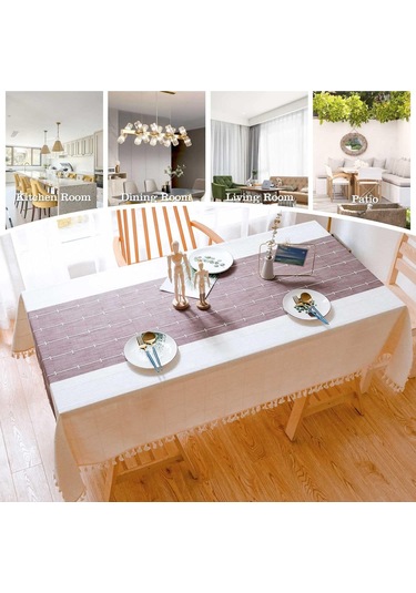 Yifomall Boho Tarzı Mor Kare Masa Örtüsü - 140x140 Cm, Yıkanabilir Ve Kırışmaz Mutfak Dekorasyonu Mor