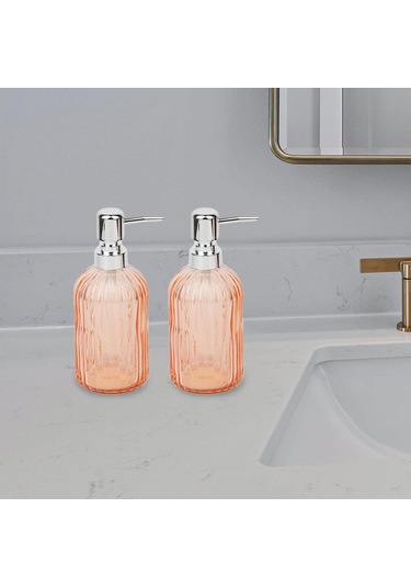 Suntek 2 Adet Cam Sabunluk Dispenseri Mutfak Çamaşır Turuncu Turuncu