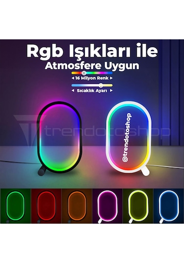 Akıllı Rgb Oval Masaüstü Ortam Işığı App Wifi Kontrollü Gece Lamb