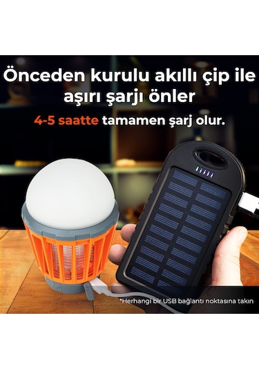 Bix Kl-01 Sivrisinek Kovucu Elektrikli Şarj Edilebilir Lamba - Turuncu