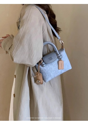 Nanfeng Mini Denim Blue Kadın El Çantası Gri