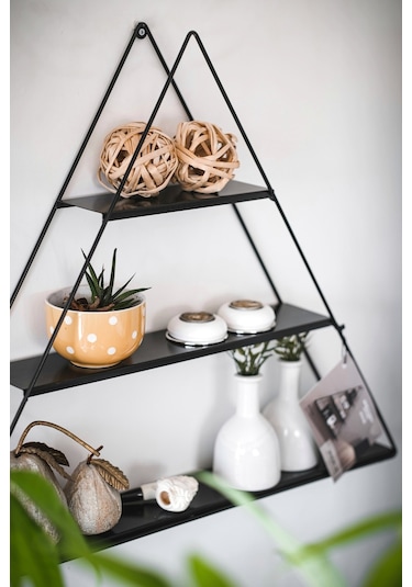 DEKORATİF METAL RAF ÜÇGEN DUVAR RAFI KURULUM GEREKTİRMEYEN TEK PA