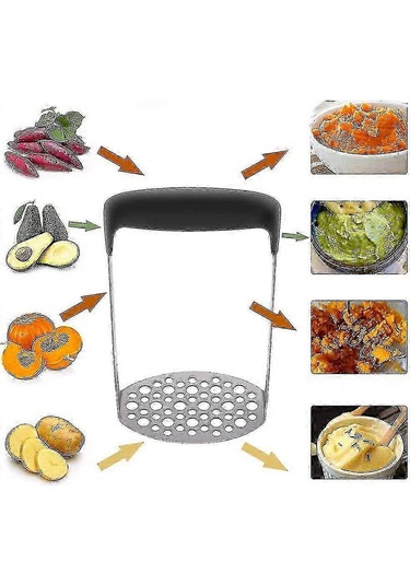 Ergonomik Saplı Patates Ezici - Mutfak İçin Paslanmaz Çelik Gıda Presi