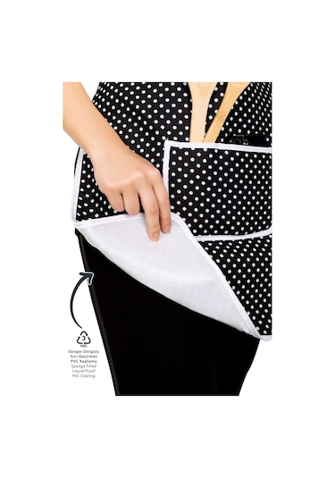 4 Lü Mutfak Çeyiz Seti Mutfak Önlüğü , Fırın Eldiveni Ve Tutacak Takımısiyah Puantiye