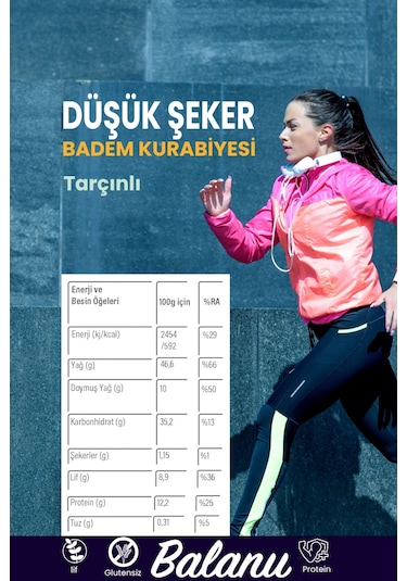 Balanu Düşük Şekerli Tarçınlı Badem Kurabiyesi 50gr X3 Adet