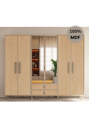 Karanfil 6 Kapak Mdf Ayaklı Tasarım Gardırop Rota
