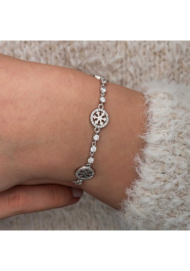 Samur Parti Parti Aksesuar & Kostüm Gümüş Halka İçinde Kar Tanesi Kadın Bileklik Gümüş