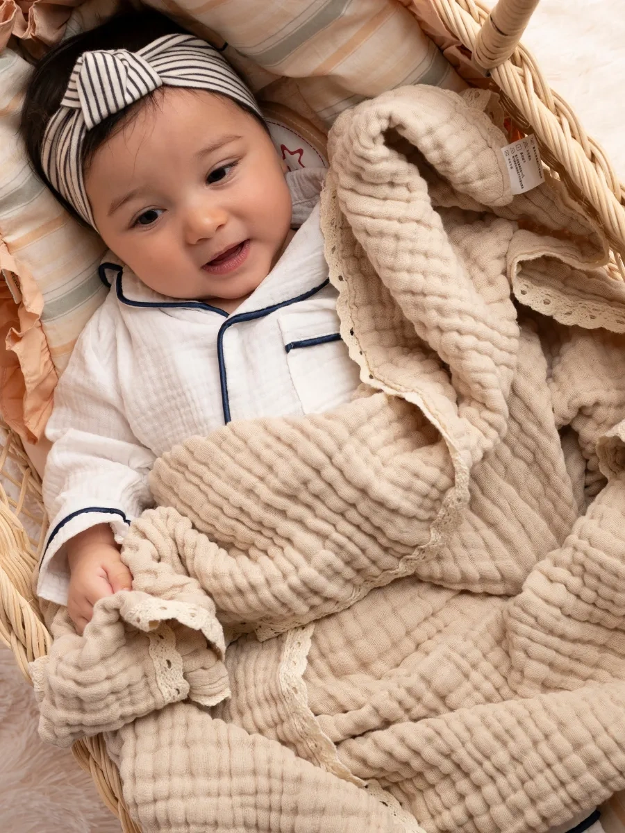 Kıd's Club Yenidoğanlar İçin Muslin Bebek Battaniyesi, Taburcu Edildikten Sonra Bebek Arabasında Kullanılmak Üzere 251 Bej