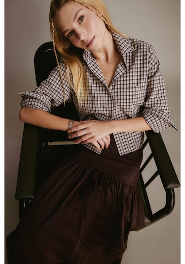 Defacto Coool Oversize Geniş Kalıp Crop Kareli Uzun Kollu Gömlek E6934ax25aubn549 Kahve Defacto Coool Oversize Geniş Kalıp Crop Kareli Uzun Kollu Gömlek E6934ax25aubn549 Kahve