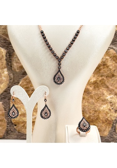Elmas Montür Rosegold Özel Üretim Gümüş Set Takım - Lvrset16 Rose Gold