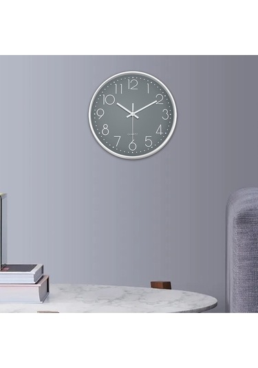 Pazly Suntek Saat Pille Gri-beyaz Gri Geçmez Duvara Çalışan Beyaz Asma 11.8 Mm Çok Renkli