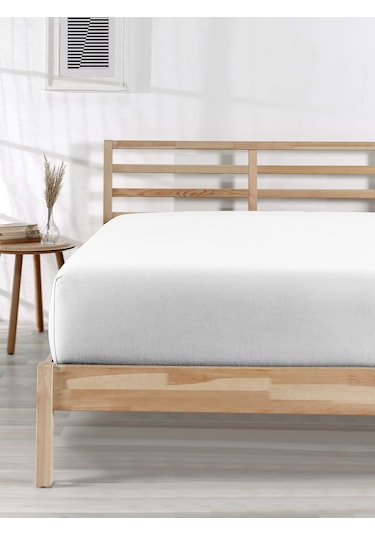 %100 Pamuklu Tek/çift Kişilik Lastikli Çarşaf Fitted Jersey Penye Çarşaf Beyaz