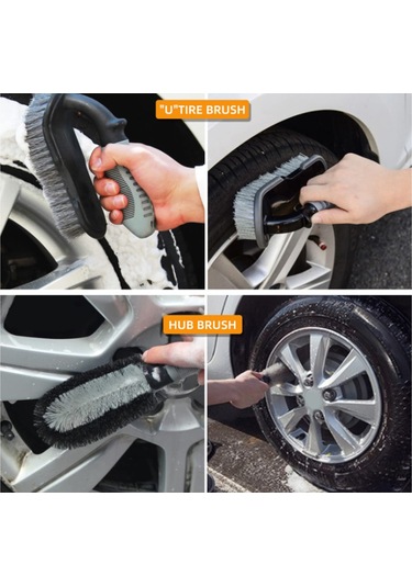 Lemestar 10 Adet Araç Lastik Fırça Seti - Mikrofiber Eldiven Ve Havlu İle Birlikte