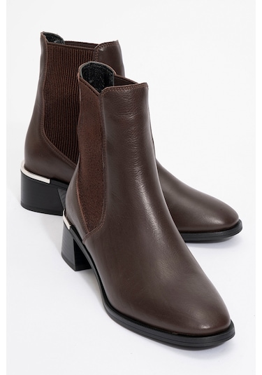 Neiva Kahve Cilt Hakiki Deri Kadın Chelsea Bot Kahverengi Deri