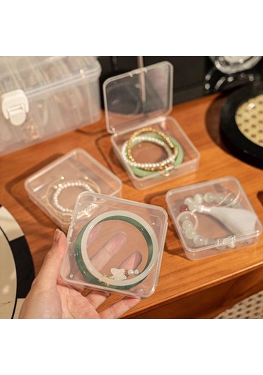 1 Adet Masaüstü Saklama Takı Saklama Kutusu Şeffaf Plastik Kasa Dayanıklı Bileklik Kutusu Şeffaf