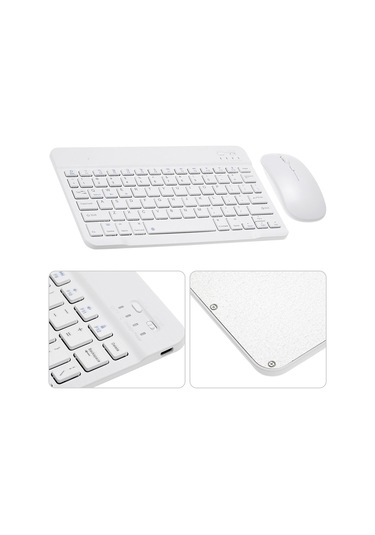 Kangvka Beyaz Bt Klavye-fare Seti 78 Tuşlu Şarj Edilebilir 0.6cm Ultra İnce 800-1600dpı Fare Çok Sisteme Uyumlu Diğer