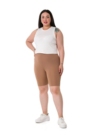 Büyük Beden Beli Lastikli Diz Üstü Vizon Bayan Tayt-vizon Vizon