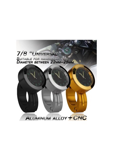 Motosiklet Gidon Saati, 7/8 '' Evrensel Su Geçirmez Siyah