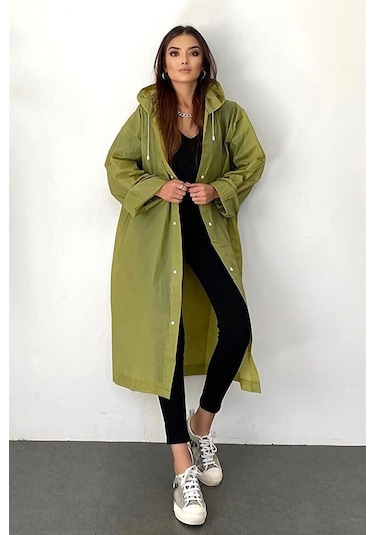 Marlux M21M Unisex Kapüşonlu Çıtçıtlı Eva Yağmurluk - Haki