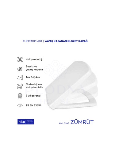 Kare Yavaş Kapanan Klozet Kapağı Zümrüt