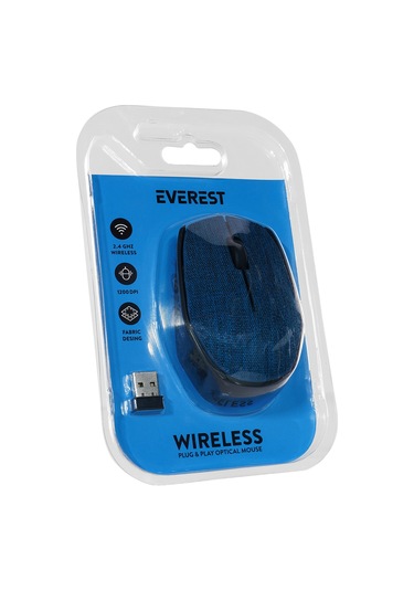 Mavi Kablosuz Usb 2.4ghz Terletmez Kumaş Fabric Yüzey 1.200dpi Hafif Kablosuz Mouse Diğer