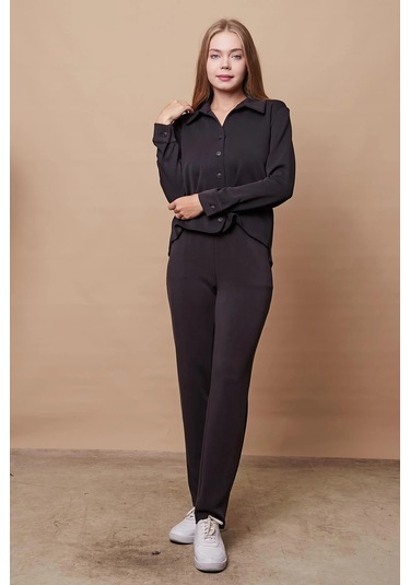 Kadın Şık Hafif Likralı Modal Kumaş Yakalı Uzun Kol Yanları Yırtmaçlı Gömlek Pantolon İçin Jument 49050 -siyah Siyah Kadın Şık Hafif Likralı Modal Kumaş Yakalı Uzun Kol Yanları Yırtmaçlı Gömlek Pantolon İçin Jument 49050 -siyah Siyah