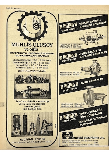 İzmir 1982-1983 Meslek Reklam İlanı Efemera S537