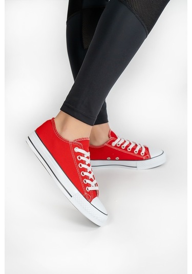 Unisex Keten Spor Ayakkabı Kırmızı