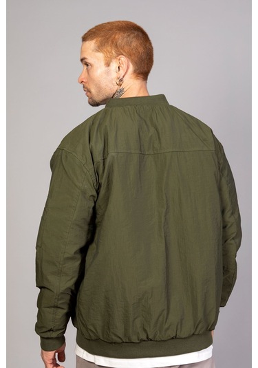 Haki Regular Fit /krinkıl Kumaş İçi Kapitone Pilot Erkek Ceke... Indıgo