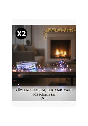 2 X 10 Metre Dekoratif Peri Led Şerit Günışığı Beyaz Rgb 3 Renk Yeni Nesil Süsleme Lambası 20 Metre
