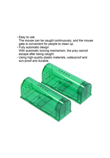 Youmex 2 Adet Otomatik Kilitleme Plastik Fare Tuzağı - Su Geçirmez, Ev Ve Restoranlar İçin Sürekli Kapanabilen, Temizliği Kolay Yeşil