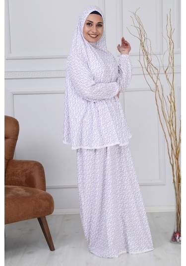 Iki Parça Pratik Namaz Elbisesi Beyaz