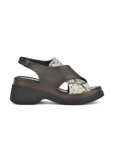 Ziya, Kadın Hakiki Deri Topuklu Sandalet 151992z64001 Kahve 151992z64001 300 Kahve